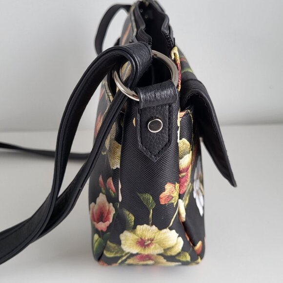 Rosetti Floral Crossbody Bag I Black Bird & Flowers Print I Lightweight - Picture 8 of 10